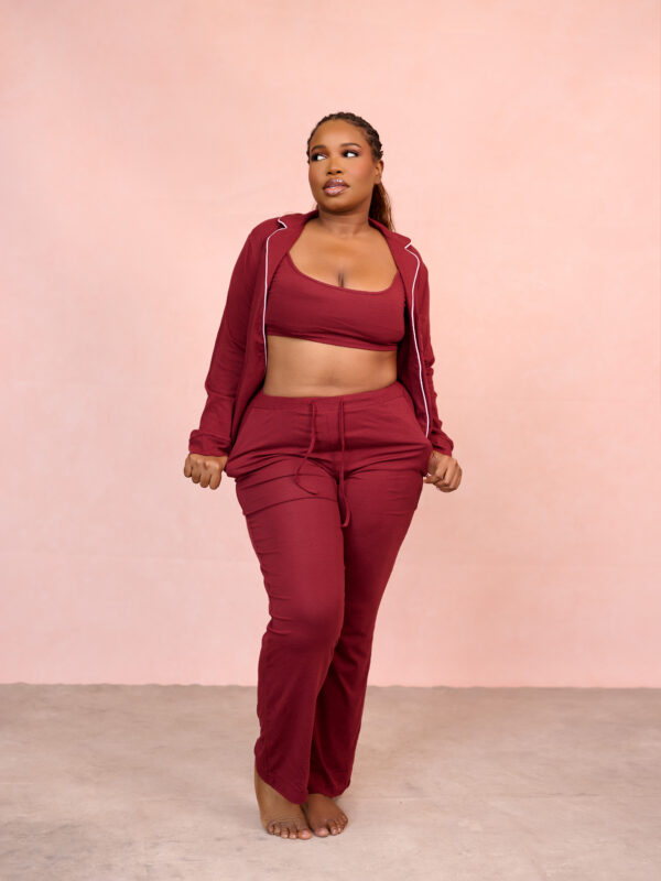 GIP_171 (three piece 2) A model wearing the Rêverie Collection Three Piece. Standing with the front, facing the camera.